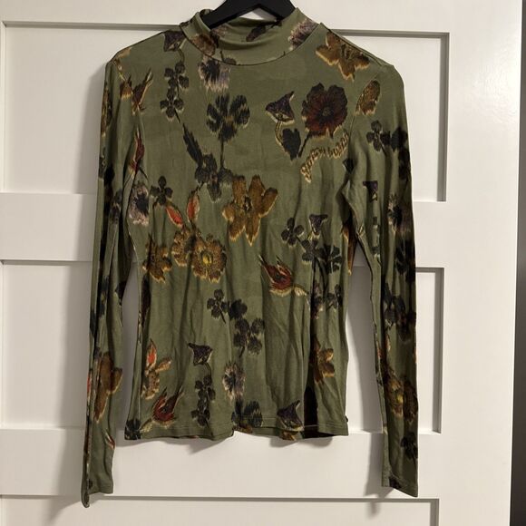 Scotch & Soda Floral Green Turtle Neck Sweater Size M - Picture 1 of 3